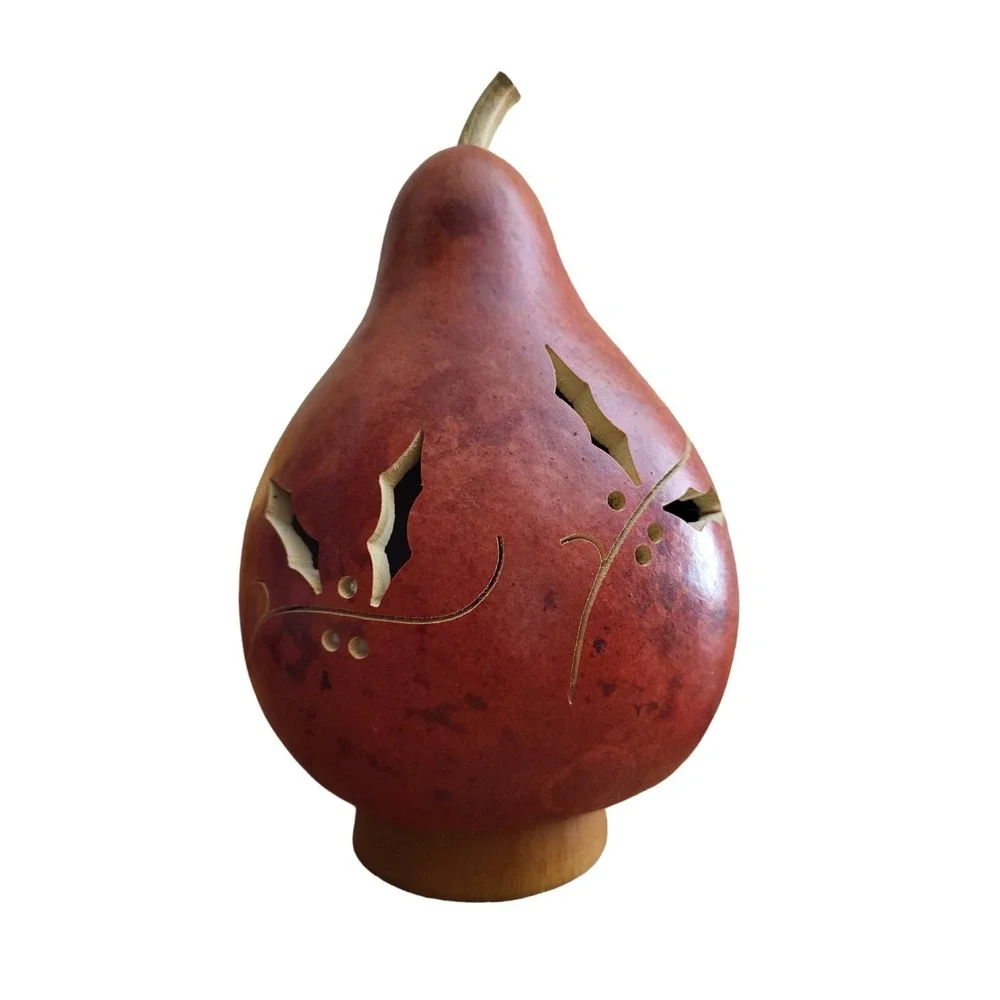 MEADOWBROOKE Gourd Hand-crafted Lighted Lamp Luminary Autumn Nightlight Signed‎